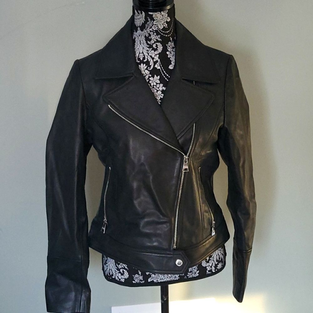 Karl lagerfeld Paris Leather Black Jacket. NEW
